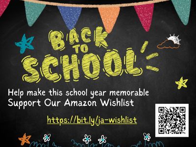 Image with text that reads Back to School, Support our Amazon Wishlist